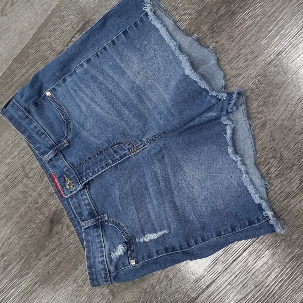Guess Women's Distressed Denim Shorts - Blue - Picture 2 of 6